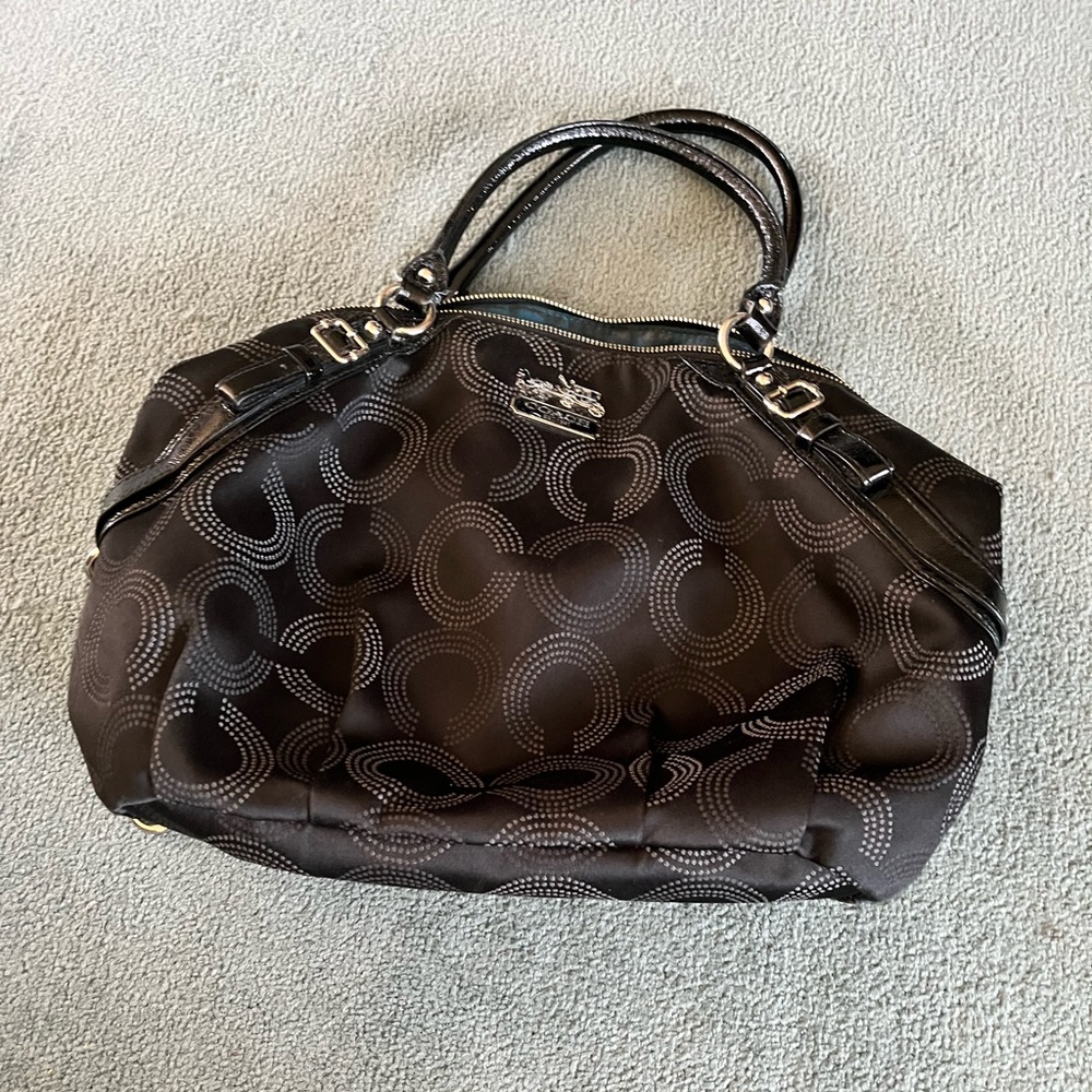 Black Coach Handbag with teal interior